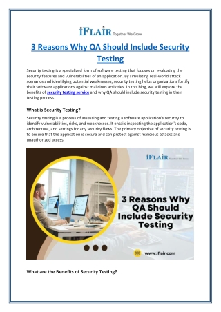 3 Reasons Why QA Should Include Security Testing