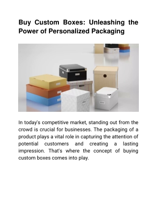 Buy Custom Boxes_ Unleashing the Power of Personalized Packaging