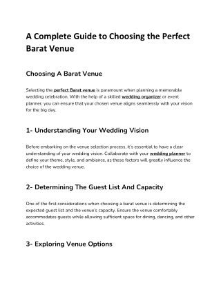 A Complete Guide to Choosing the Perfect Barat Venue