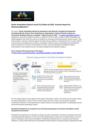 Plastic Antioxidants Market Enroute to $2.6 Billion by 2025 Plastic Antioxidants