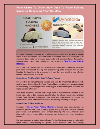 Small Paper Folding Machines