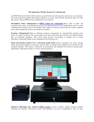 The Importance Of Epos System For A Restaurant