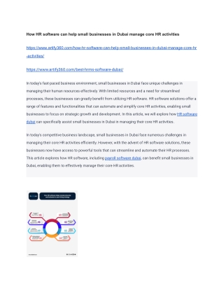 How HR software can help small businesses in Dubai manage core HR activities