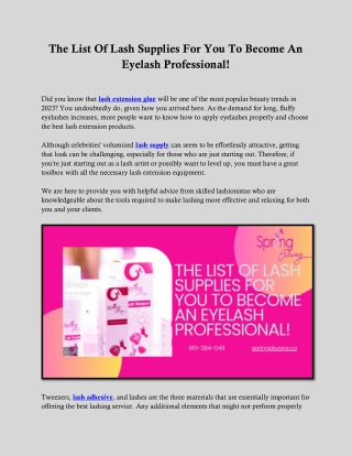 The List Of Lash Supplies For You To Become An Eyelash Professional!