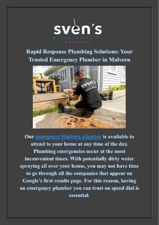 Rapid Response Plumbing Solutions