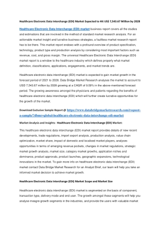 Healthcare Electronic Data Interchange (EDI) Market Expected to Hit US 7,543.67 Million by 2028