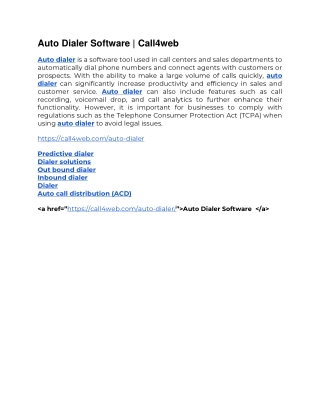 Auto Dialer Software