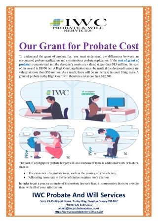 Our Grant for Probate Cost