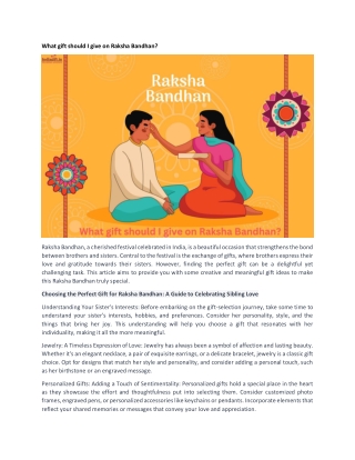 What gift should I give on Raksha Bandhan