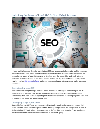 Unlocking the Power of Local SEO for Your Dubai Business