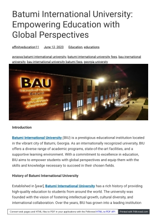 Batumi International University Empowering Global Education and Cultural Exchange