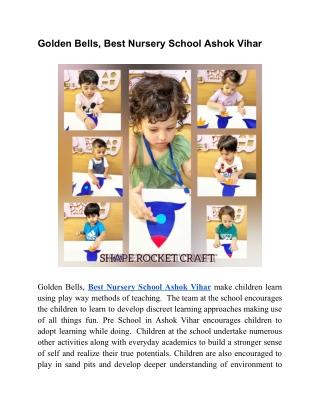 Golden Bells, Best Nursery School Ashok Vihar