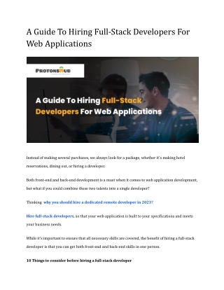 "A Guide To Hiring Full-Stack Developers For Web Applications