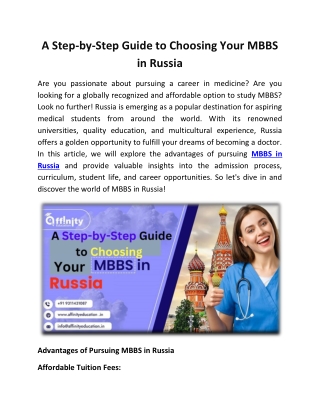 A Step-by-Step Guide to Choosing Your MBBS in Russia