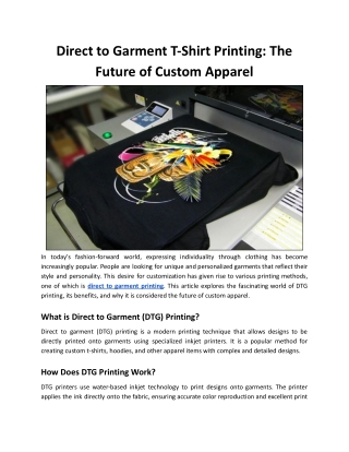 Direct to Garment T-Shirt Printing_ The Future of Custom Apparel