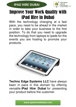 Improve Your Work Quality with iPad Hire in Dubai