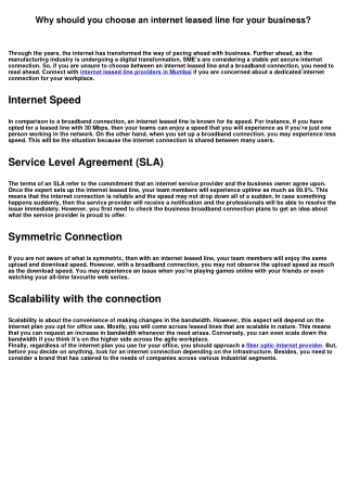 Why should you choose an internet leased line for your business?