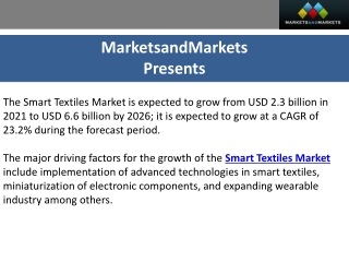 Smart Textiles Market: A Comprehensive Analysis and Forecast, 2021-2026