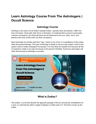 Learn Astrology Course From The Astrologers _ Occult Science