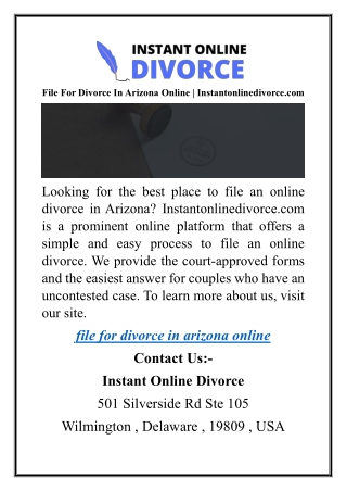 File For Divorce In Arizona Online  Instantonlinedivorce