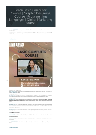 Learn Basic Computer Course | Graphic Designing Course | Programming Languages |