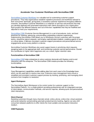 Accelerate Your Customer Workflows with ServiceNow CSM