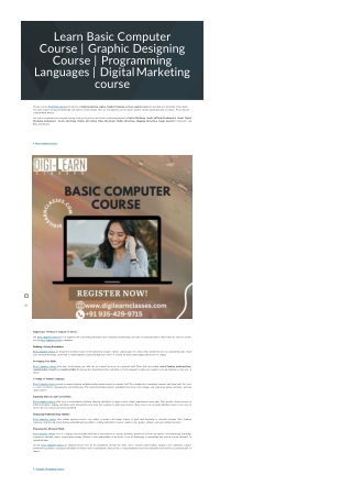 Learn Basic Computer Course | Graphic Designing Course | Programming Languages |