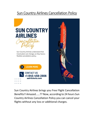 Sun Country Airlines Cancellation Policy