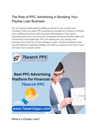 The Role of PPC Advertising in Boosting Your Payday Loan Business