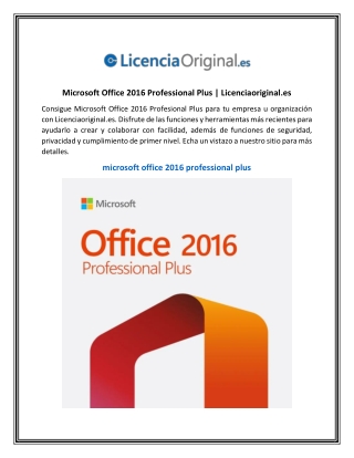 Microsoft Office 2016 Professional Plus | Licenciaoriginal.es