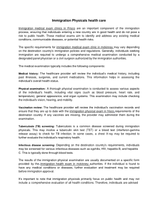 Immigration Physicals health care