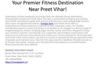 Your Premier Fitness Destination Near Preet Vihar!