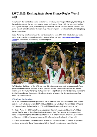 RWC 2023 Exciting facts about France Rugby World Cup