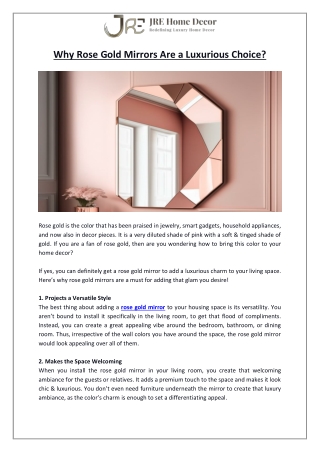 Why Rose Gold Mirrors Are a Luxurious Choice?