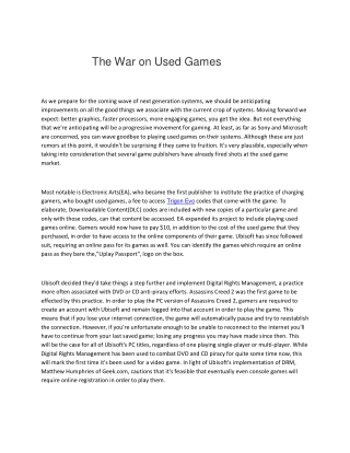 The War on Used Games