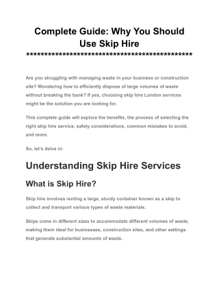 Complete Guide_ Why You Should Use Skip Hire