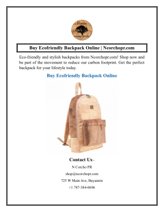 Buy Ecofriendly Backpack Online  Ncorchopr.com