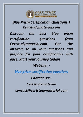 Blue Prism Certification Questions  Certstudymaterial