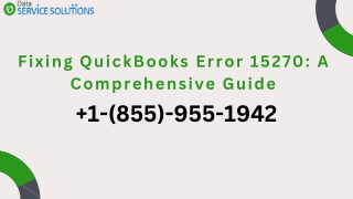 Fixing QuickBooks Error 15270 A Comprehensive Guide