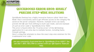 Here Are Easy Methods To Fix QuickBooks Error H202