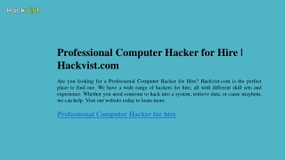 Professional Computer Hacker for Hire  Hackvist.com