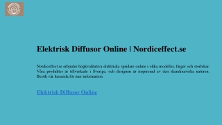 Elektrisk Diffusor Online  Nordiceffect.se