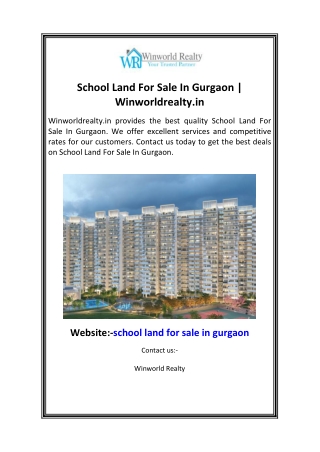 School Land For Sale In Gurgaon  Winworldrealty.in