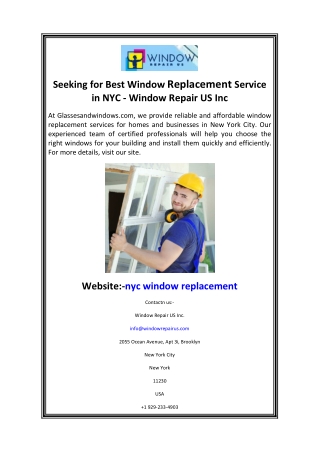 Seeking for Best Window Replacement Service in NYC - Window Repair US Inc