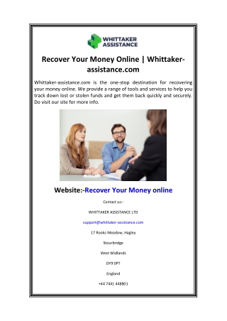 Recover Your Money Online  Whittaker-assistance.com