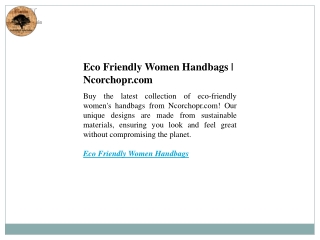 Eco Friendly Women Handbags  Ncorchopr.com