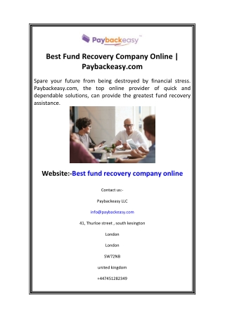 Funds Recovery Services  Paybackeasy.com