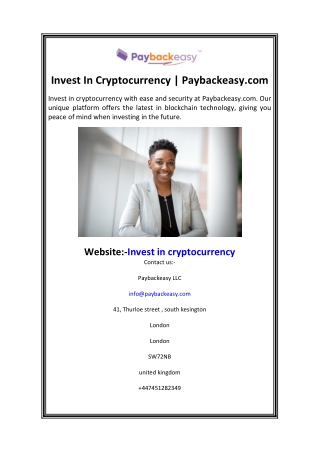 Invest In Cryptocurrency  Paybackeasy.com