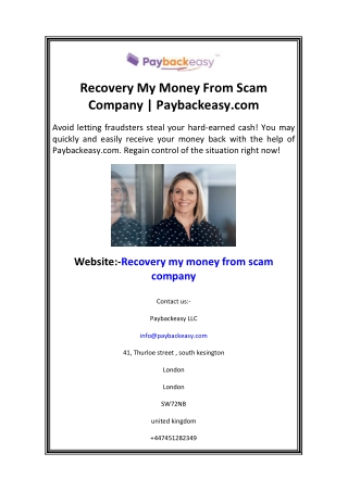 Recovery My Money From Scam Company Paybackeasy.com