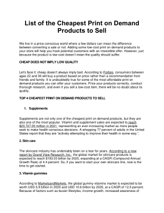 List of the Cheapest Print on Demand Products to Sell